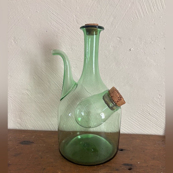 Vintage Other - Vintage Hand-blown Green Glass Italian Wine Decanter